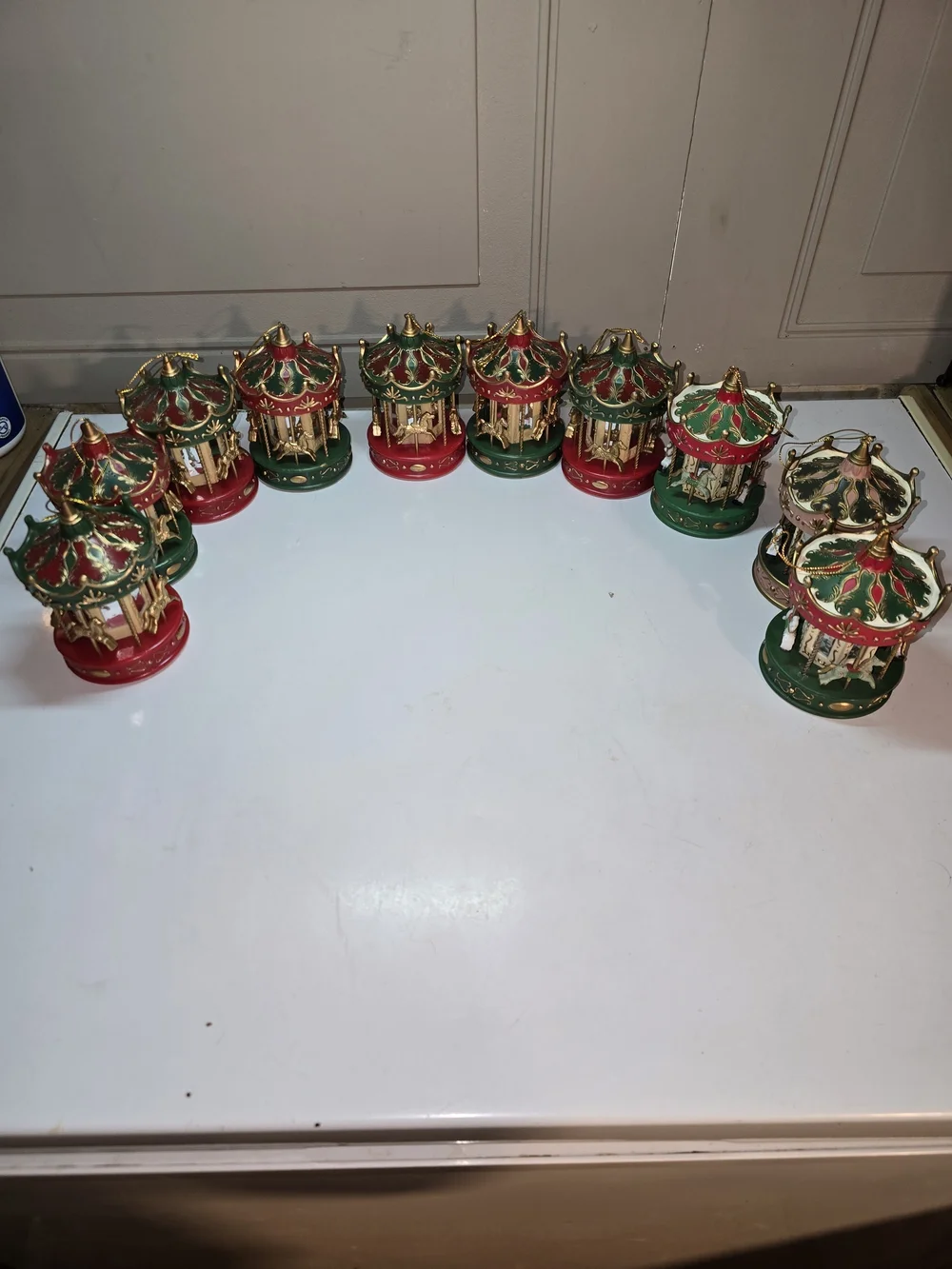 Set Of 10 Vintage Horse Carousel Christmas Ornaments